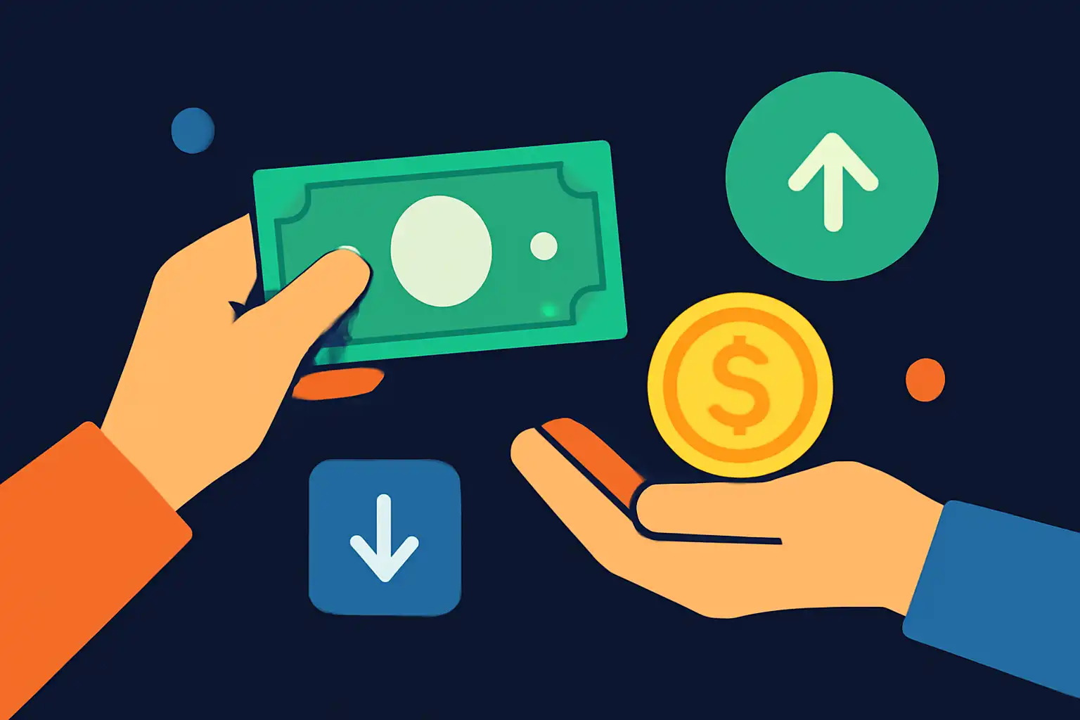 Hero illustration: Teen Patti Real Cash Real-Money Play: Deposits and Withdrawals, modern flat design, dark background, brand-neutral, icons and shapes only, no text