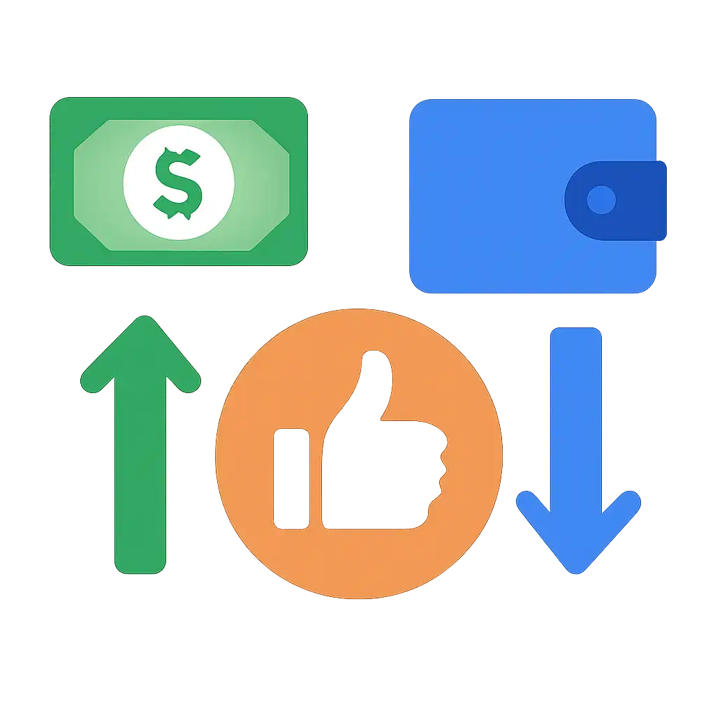 Infographic comparing options using coloured bars and icons only, no text or labels, flat design, Teen Patti Real Cash Real-Money Play: Deposits and Withdrawals
