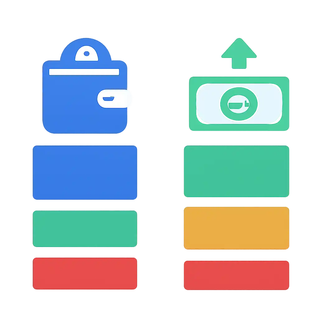 Infographic comparing options using coloured bars and, Teen Patti Real Cash Real-Money Play: Deposits and Withdrawals