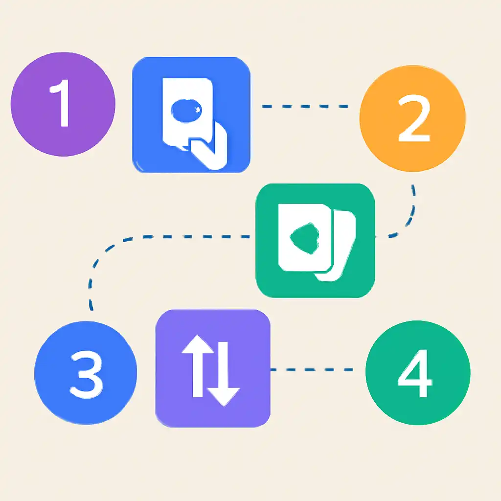 Annotated step diagram: basic rules process with numbered callouts, Teen Patti Real Cash