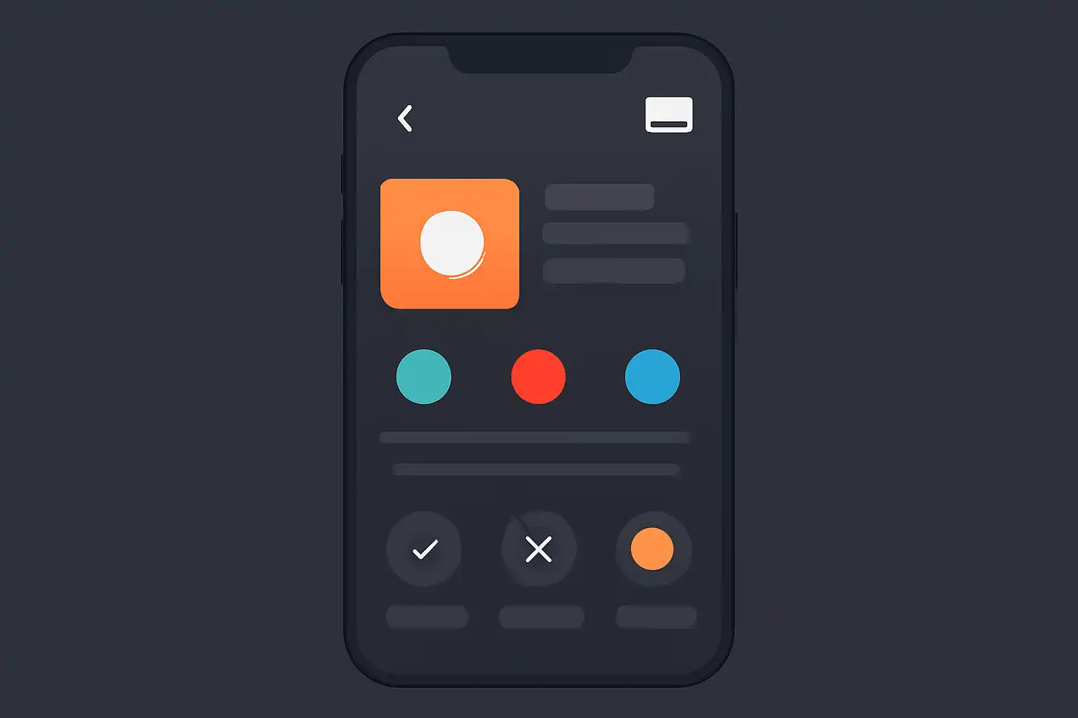 Detail screen: scoring explained, mobile-first UI mockup, dark theme