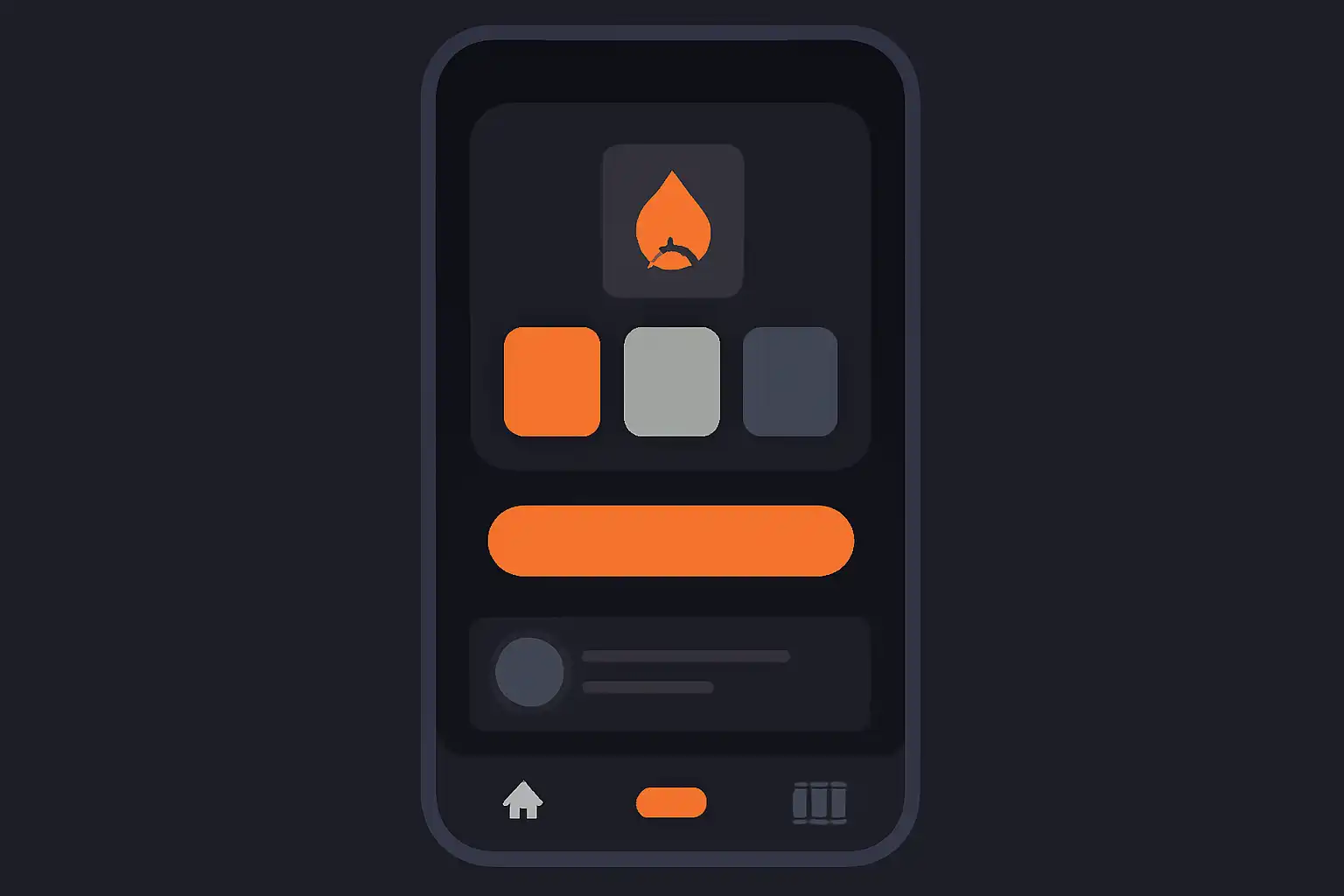 Detail screen: reading the interface, mobile-first UI mockup, dark theme
