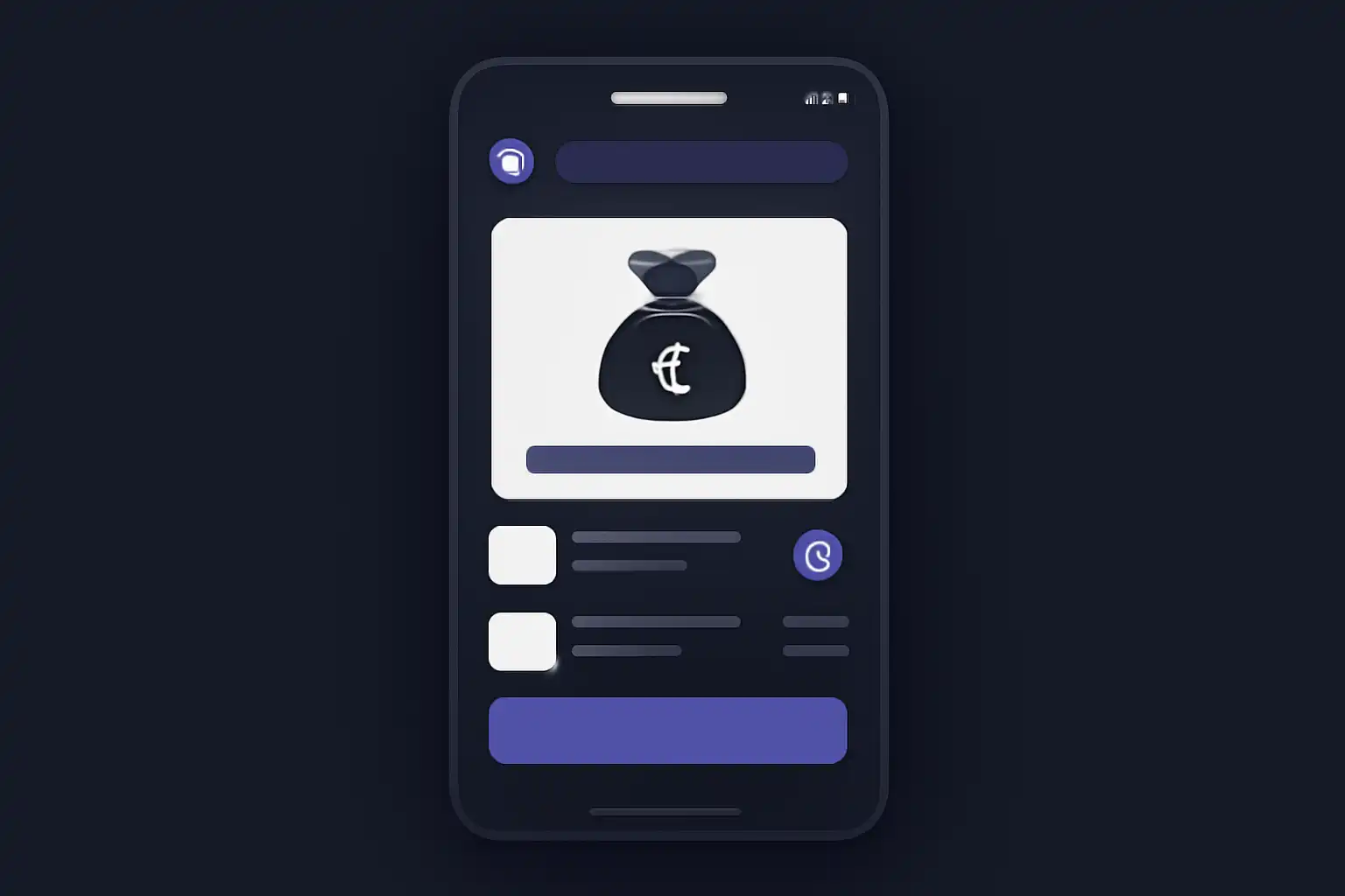 Detail screen: withdrawal limits, mobile-first UI mockup, dark theme