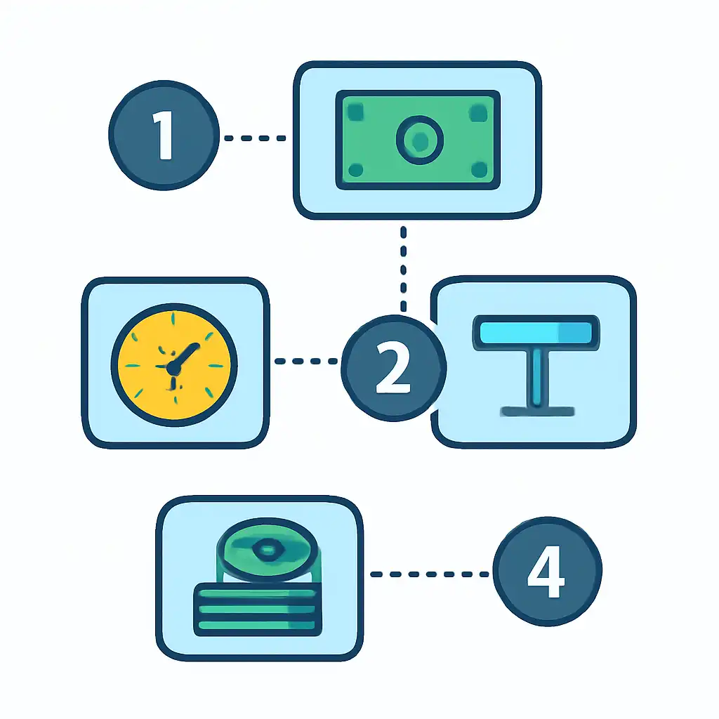Annotated step diagram: table limits process with numbered callouts
