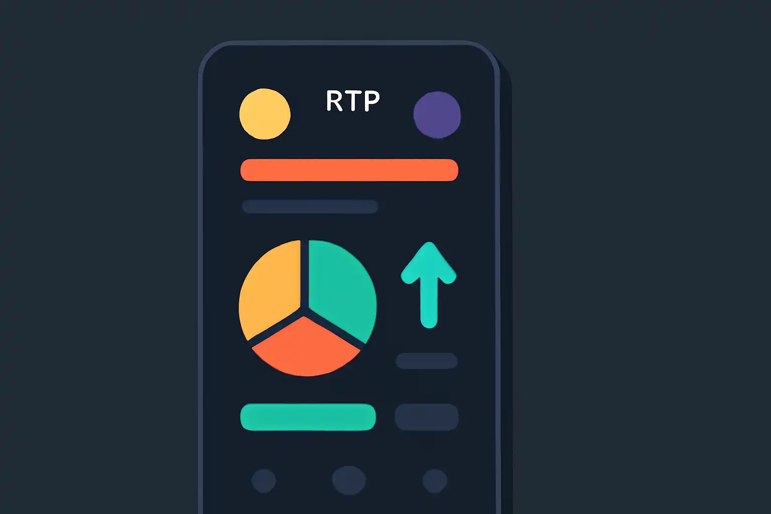 Detail screen: rtp explained, mobile-first UI mockup, dark theme